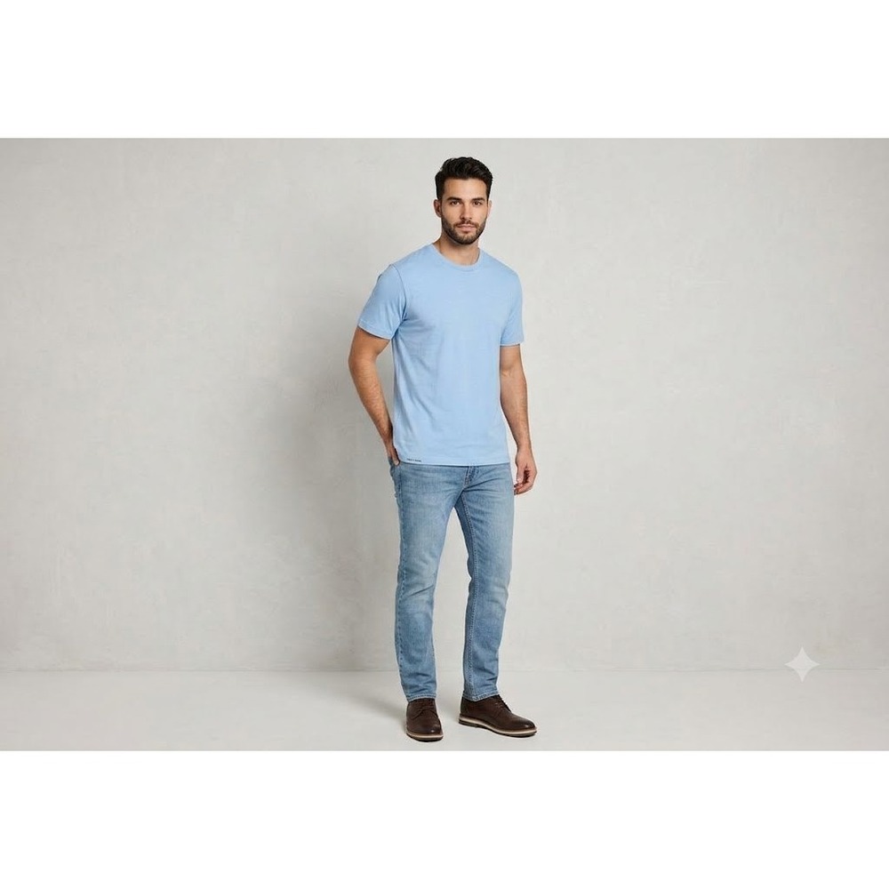 Royal Avalon Mens Bamboo Cotton Blend Crewneck T-Shirt Light Blue Large
